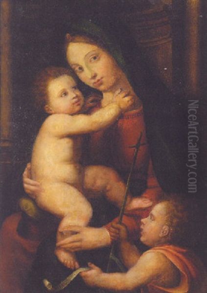 The Madonna And Child With The Infant Saint John The Baptist Oil Painting by Giovanni Antonio Sogliani