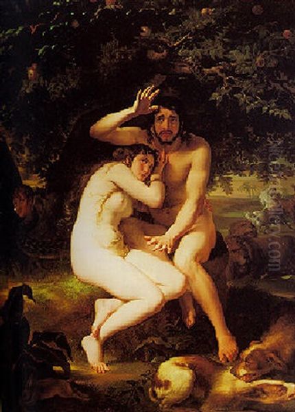 The Banishment Of Adam And Eve Oil Painting by Giuseppe Sogni