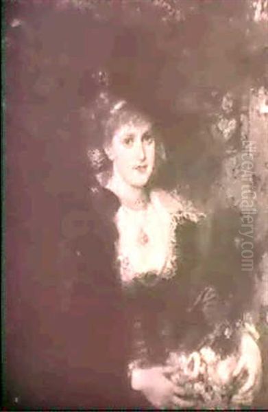 A Portrait Of A Lady Oil Painting by August Wilhelm Sohn