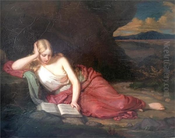 Die Lesende Magdalena Oil Painting by Carl Ferdinand Sohn