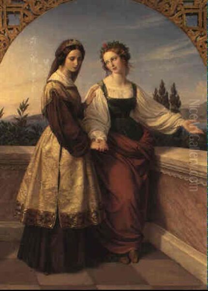 Die Beiden Leonoren Oil Painting by Carl Ferdinand Sohn