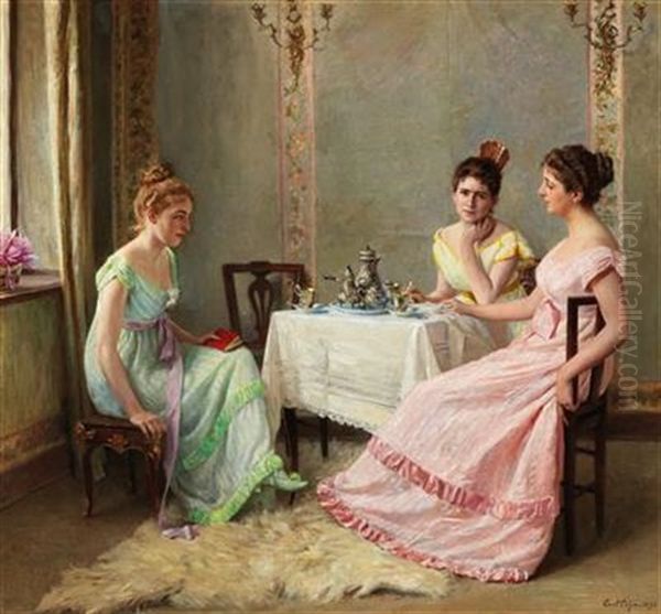 The Coffee Circle Oil Painting by Carl Rudolph Sohn