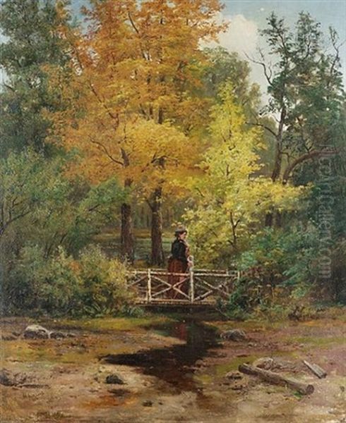 Autumnal Scene Oil Painting by Ivan Ivanovich Sokolov