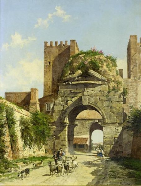 L'arco Di Druso, Rome Oil Painting by Antonietta Brandeis