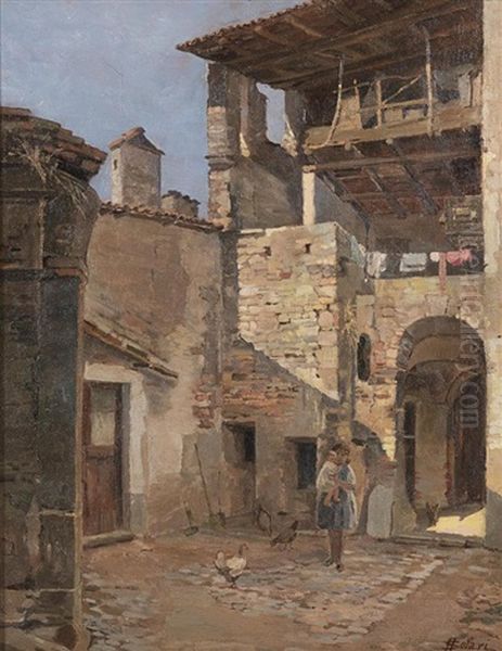 Cour De Ferme Oil Painting by Achille Solari