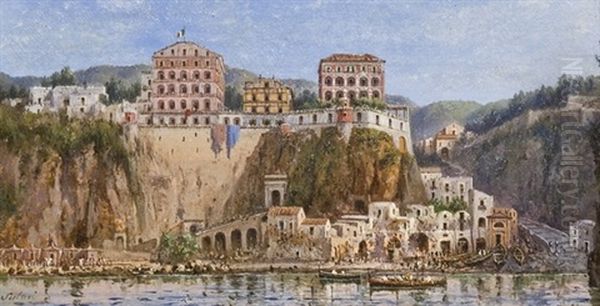 Sorrento, Hotel Vittoria Da Mare Oil Painting by Achille Solari