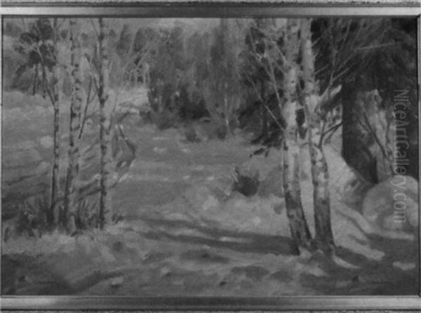 Aurinkoinen Talvipaiva Oil Painting by Uuno Soldan