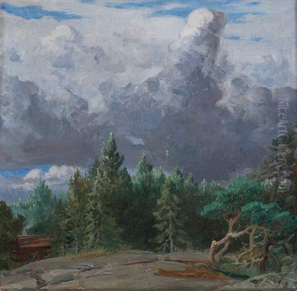 Thunder Clouds At The Horizon Oil Painting by Venny Soldan-Brofeldt