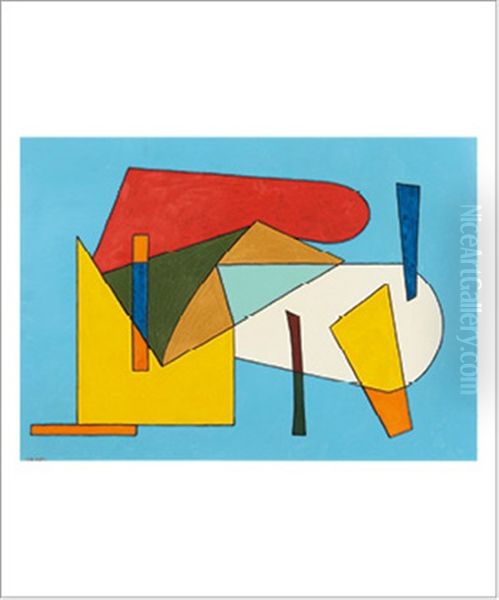 Composition Abstraite, 1952-1953 Oil Painting by Atanasio Soldati