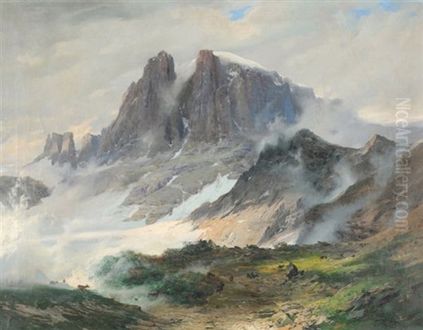 Oberhalb Braunwald Oil Painting by Alexander Jules Von Soldenhoff