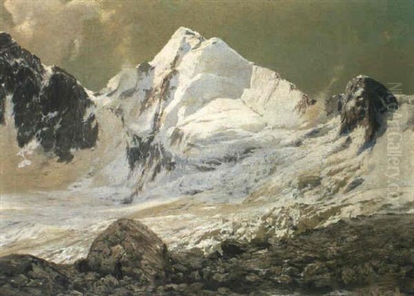 Blick Auf Den Piz Roseg Oil Painting by Alexander Jules Von Soldenhoff