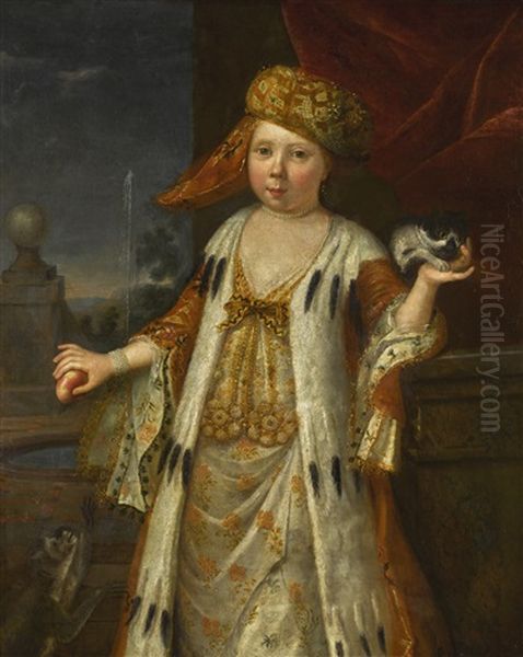 A Portrait Of A Young Girl, Follower Of Andrea Soldi, 18th Century Oil Painting by Andrea Soldi