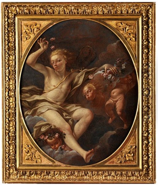 Zephyr Mit Cupiden Oil Painting by Giovan Gioseffo dal Sole