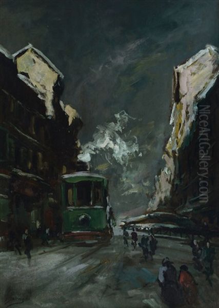 Milano, Notturno Oil Painting by Giuseppe Solenghi