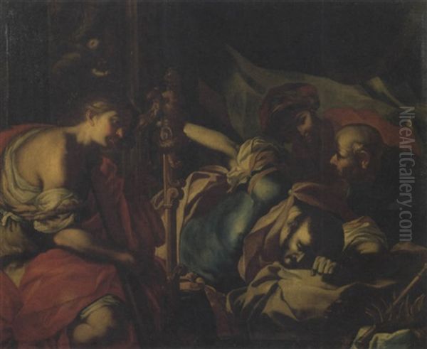 Davide Placa Saul Agitato Suonando L'arpa by Angelo Solimena the Elder