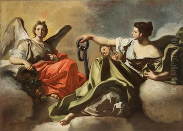 A) Susanna E I Vecchi; B) Rebecca Al Pozzo Oil Painting by Francesco Solimena