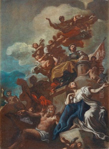 An Allegory Of The Four Parts Of The World Oil Painting by Francesco Solimena