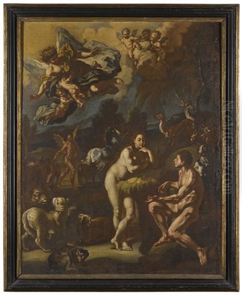 Adam And Eve Oil Painting by Francesco Solimena