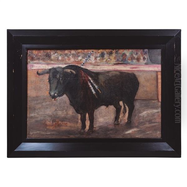 Toro Con Banderillas Oil Painting by Luis Solleiro