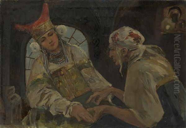 Fortune Teller Oil Painting by Serge (Sergei) de Solomko