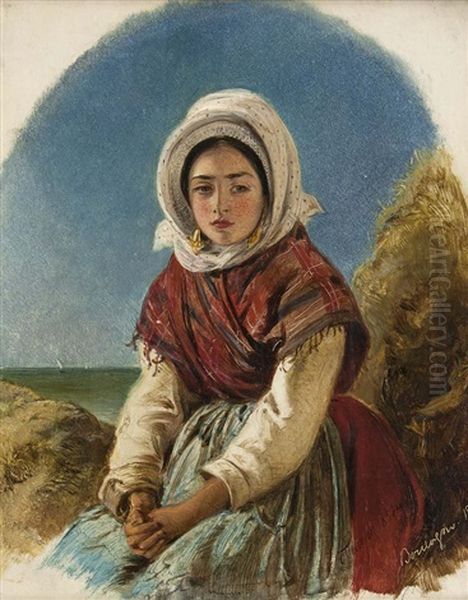 Madchen Aus Boulogne. Oil Painting by Abraham Solomon