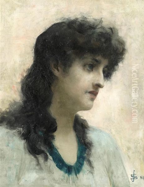 Portrait Of A Lady Though To Be Therese Abdulla Oil Painting by Joseph Solomon Solomon