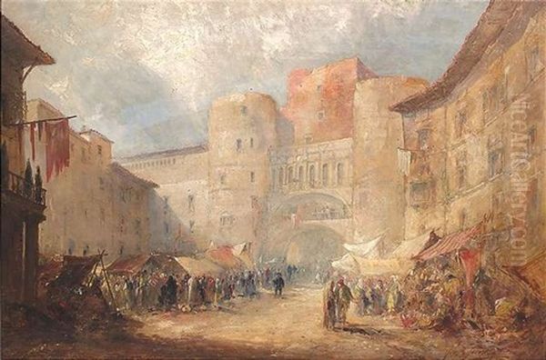 Emsiges Markttreiben Auf Dem Hauptplatz Einer Orientalischen Stadt Oil Painting by Joseph Solomon Solomon