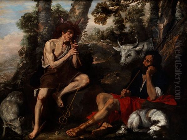 Merkur Und Argus Oil Painting by Hendrick Van Somer