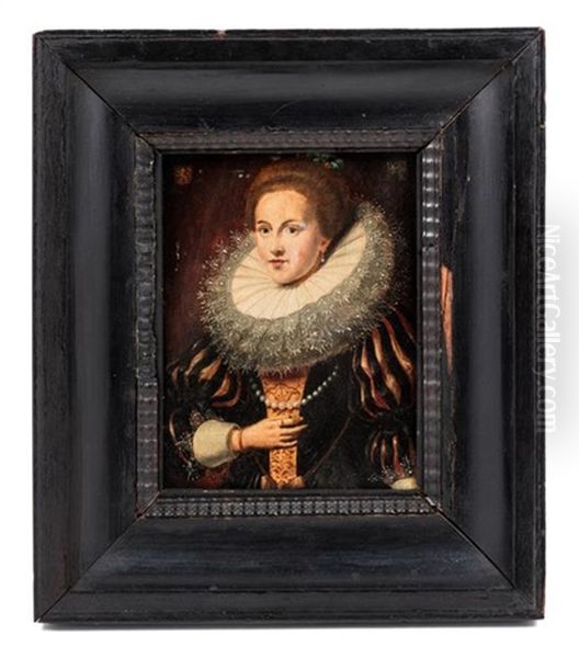 Portrait Of A Lady With A Lace Collar Oil Painting by Paul van Somer