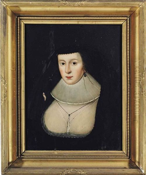 Portrait Of A Lady, Traditionally Identified As Mary, Queen Of Scots (1542-1587), Bust-length, In A Black Dress And White Ruff, With A Black Veil Oil Painting by Paul van Somer