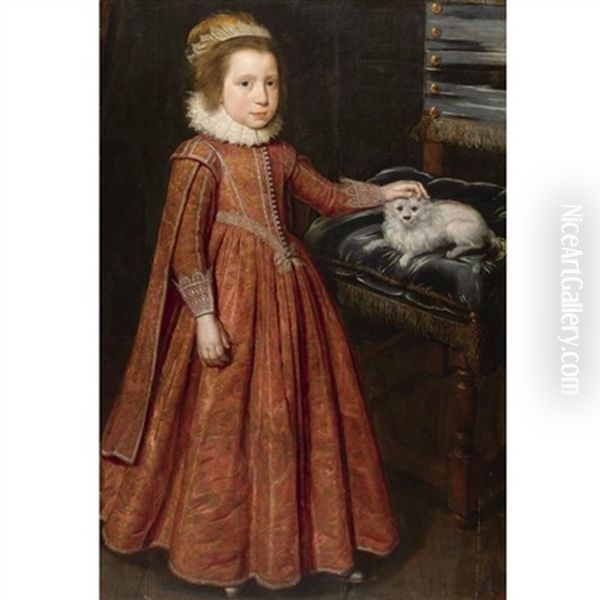 Portrait Of A Girl, Probably Lady Mary Feilding (1613-1638), Later Duchess Of Hamilton Oil Painting by Paul van Somer