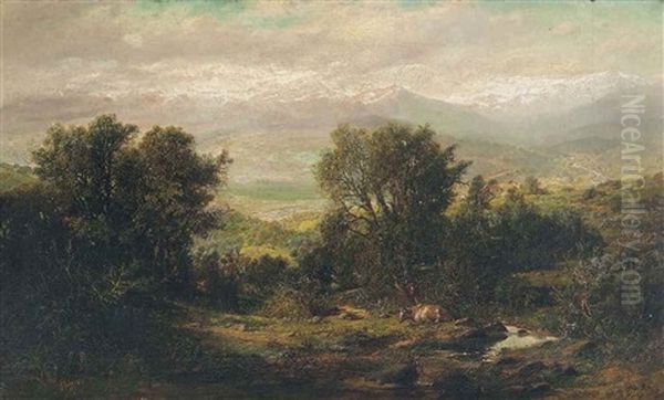 A Valley In Chile, The Andes Beyond Oil Painting by Thomas Jacques Somerscales