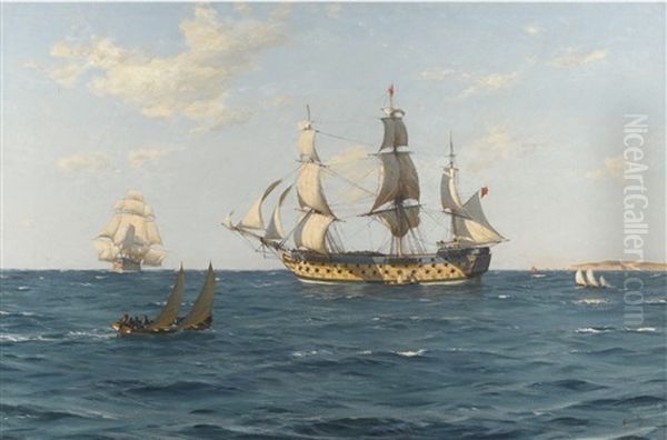 A Ship Of The Line 100 Years Ago Oil Painting by Thomas Jacques Somerscales