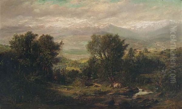 A Valley In Chile, The Andes Beyond Oil Painting by Thomas Jacques Somerscales