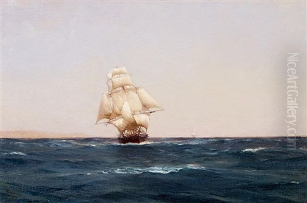 A Square Rigger Off Terrapaca, Chile Oil Painting by Thomas Jacques Somerscales