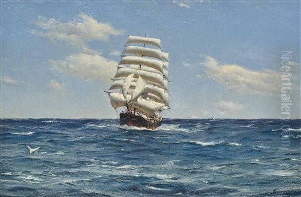 Running Home In A Fair Wind In Chilean Waters Oil Painting by Thomas Jacques Somerscales