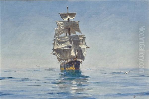 Becalmed In Chilean Waters Oil Painting by Thomas Jacques Somerscales