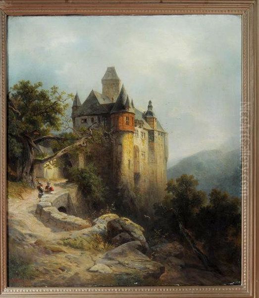 A Schloss In Mountainous Country Oil Painting by Wilhelm Brandenburg