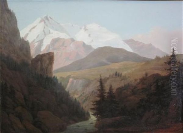 Snow Capped Peaks And Untitled (2 Works) Oil Painting by Mary Somerville