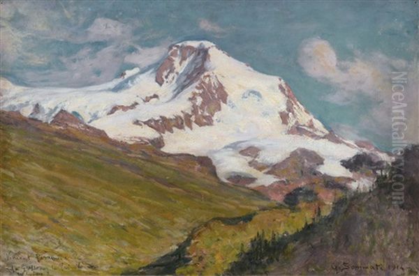 Vincent Piramide Da Gressoney La Trinite, Miniere Oil Painting by Guilio Sommati di Mobello