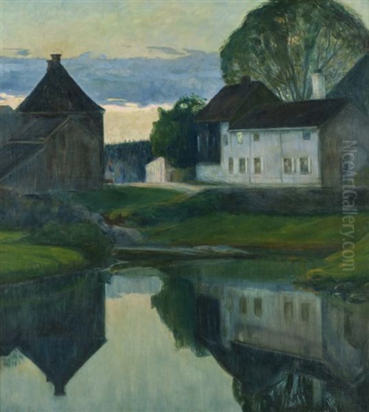 Kveldsstemning 1900 Oil Painting by Jacob Kielland Somme