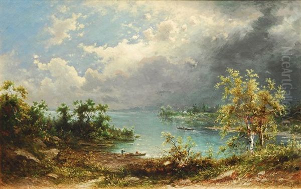 Hudson River Oil Painting by Carl August Sommer