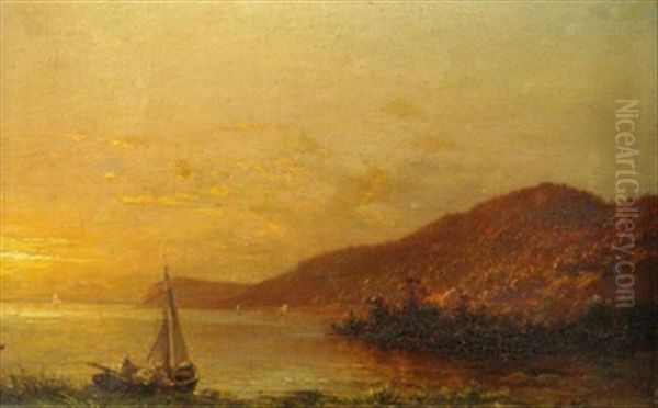 Sonnenuntergang Am Hudson Oil Painting by Carl August Sommer