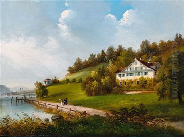 Luzern - Blick Auf Salzfass Oil Painting by Ferdinand Sommer