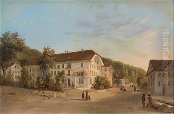 Villa Born In Thun Oil Painting by Ferdinand Sommer