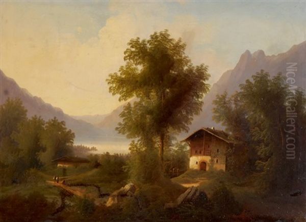 Blick Vom Rutli Auf Den Vierwaldstattersee Oil Painting by Ferdinand Sommer