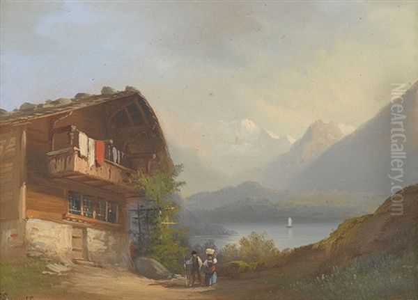 Paar Ansichten Vom Thuner- Und Brienzersee Oil Painting by Ferdinand Sommer