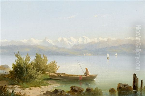 Thunersee Mit Berner Alpenpanorama Oil Painting by Ferdinand Sommer