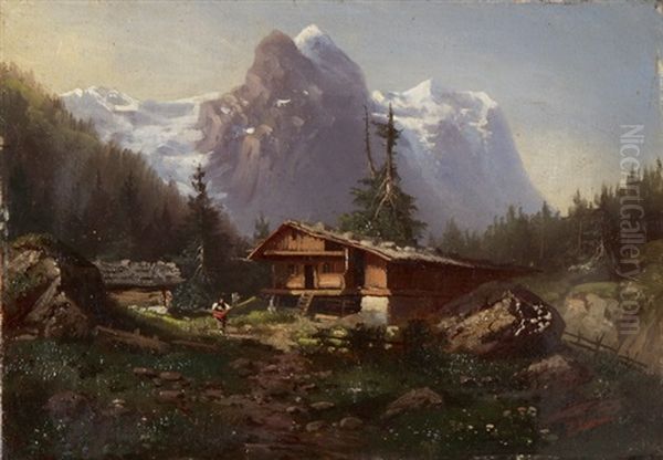 Wetter- Und Wellhorn Vom Rosenlaui Aus Oil Painting by Ferdinand Sommer