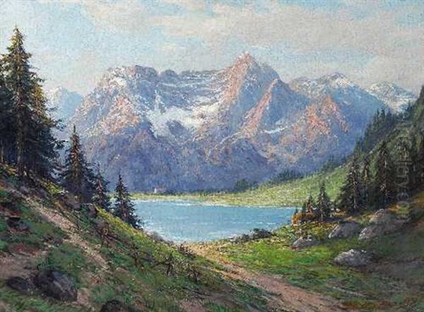 Gebirgssee Oil Painting by Georg Sommer